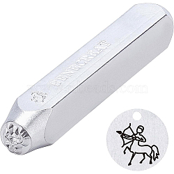 Iron Seal Stamps, Stamping Tools, for Leather Craft, 12 Constellations Patterns, Sagittarius, 65.5x10mm(AJEW-BC0001-05K)