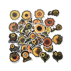 50Pcs Cartoon Sunflower Paper Sticker Label Set, Adhesive Label Stickers, for Suitcase & Skateboard & Refigerator Decor, Sandy Brown, 37~70x35~65x0.3mm(DIY-G066-01)
