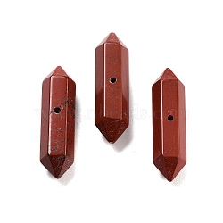 Natural Red Jasper Double Terminal Pointed Beads, Faceted Bullet, 32.5x9x8mm, Hole: 1.6mm(G-A231-01B)