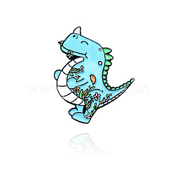 Dinosaur Theme Alloy Brooches, Enamel Lapel Pin, for Backpack Clothes, Electrophoresis Black, Dinosaur Pattern, 39x31mm(DRAG-PW0001-76A)