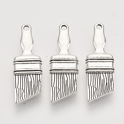 Tibetan Style Alloy Pendants,  Cadmium Free & Lead Free, Brush, Antique Silver, 26.5x9x2.5mm, Hole: 1.5mm, about 350pcs/500g(TIBEP-T009-05AS-RS)