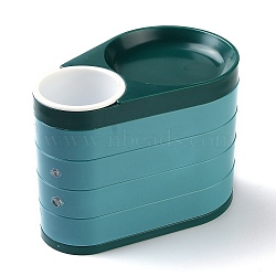 Rotatable 4-Layer Plastic Jewelry Storage Box, for Ring, Earring and Necklace, Sea Green, 15.2x9.5x11cm, Inner Diameter: 50mm and 87.5mm(AJEW-I050-01C)