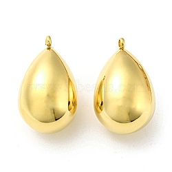 304 Stainless Steel Pendants, Teardrop Charms, Real 14K Gold Plated, 25x15.5mm, Hole: 1.6mm(STAS-L022-024G-03)