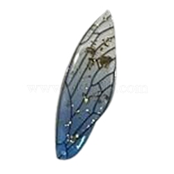 Transparent Resin Big Pendants, Wing Charms with Gold Foil, Dodger Blue, 51x16.5x2mm, Hole: 1.4mm(RESI-TAC0005-022A-13)