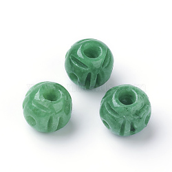 Natural Jade Buddhist Beads, 3 Hole Guru Beads, T-Drilled Beads, Dyed, Round, 10~11x9~10mm, Hole: 2mm and 3mm(G-E418-51)