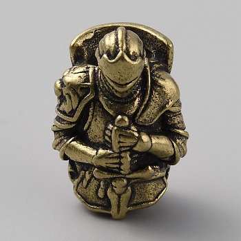 Outdoor EDC Tool Brass Parachute Rope European Beads, Large Hole Beads, Knight, Antique Bronze, 25x17x13mm, Hole: 5x7mm