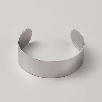 304 Stainless Steel Open Cuff Bangles, Plain Bangles for Men Women, Stainless Steel Color, 2-1/2 inch(6.4cm)