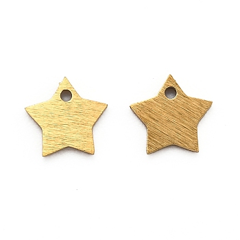 Ion Plating(IP) 304 Stainless Steel Pendants, Stamping Blank Tag, Laser Cut, Double Side Drawbench Effect, Star, Golden, 6x6x1mm, Hole: 1mm