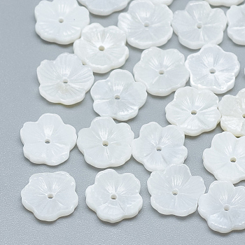 Freshwater Shell Beads, Flower, Seashell Color, 10x10x2.5mm, Hole: 0.8mm