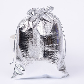 Organza Bags, Rectangle, Silver, 18x13cm