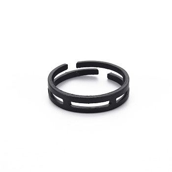Men's Iron Finger Rings, Open Rings, Cadmium Free & Lead Free, Electrophoresis Black, US Size 6 1/2(16.9mm)