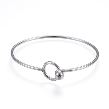 304 Stainless Steel Bangles, Stainless Steel Color, 2-1/4 inch(5.7cm)~2-1/4 inch(5.8cm), 2mm