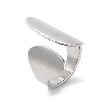 Rack Plating Brass Cuff Rings, Long-Lasting Plated for Women, Lead Free & Cadmium Free, Platinum, US Size 8 1/2(18.5mm)