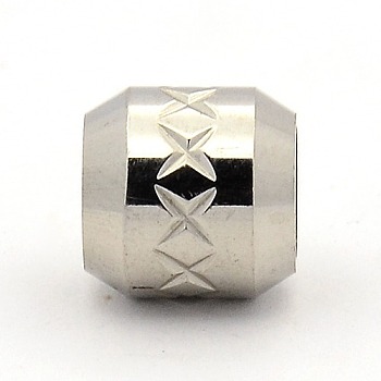 Stainless Steel Beads, Large Hole Column Beads, Stainless Steel Color, 10x10mm, Hole: 6mm