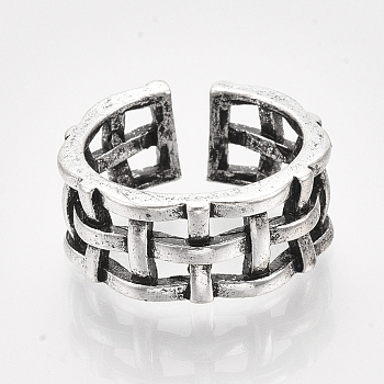 Alloy Cuff Finger Rings, Wide Band Rings, Antique Silver, Size 5, 16mm