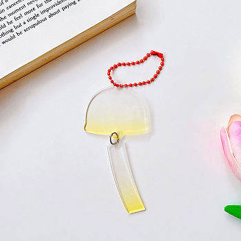 Gradient Color Transparent Acrylic Keychain Blanks, with Random Color Ball Chains, Wind Chime, Yellow, Wind Chime: 10cm