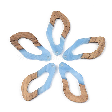 Opaque Resin & Walnut Wood Pendants(RESI-S389-009A-C)-2