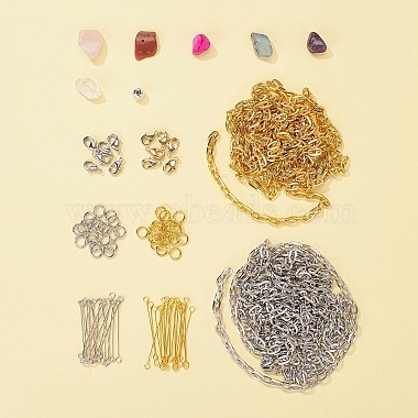 DIY Natural Mixed Stone Beads Strands and Round Plating Acrylic Beads(DIY-FS0001-16)-3