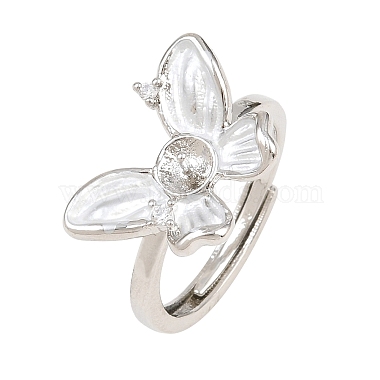 Brass Micro Pave Cubic Zirconia Adjustable Ring Components(KK-CBAC351-04P)-2