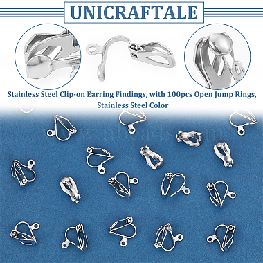 Unicraftale60pcs304ステンレス鋼クリップオンイヤリングのパーツ(STAS-UN0051-67)-5