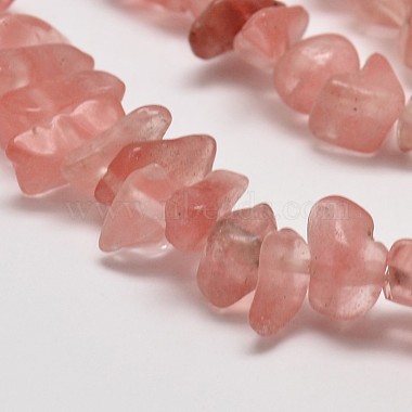 Perles cerise aux pépites de verre de quartz brins(X-G-L269-41)-2