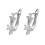 Brass Micro Pave Clear Cubic Zirconia Hoop Earring Findings, Cadmium Free & Lead Free, Long-Lasting Plated, Rack Plating, Latch Back, with Loop, Platinum, 20x5.5x12mm, Hole: 1.5mm, Pin: 1mm(KK-Z143-07P)