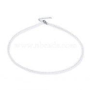 Electroplate Glass Beaded Necklaces, with Stainless Steel Lobster Claw Clasps and Curb Chains, Beige, 14.96 inch(38cm)(NJEW-JN02793-08)