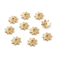 Alloy Bead Caps, Long-Lasting Plated, Multi-Petal Flower, Real 18K Gold Plated, 8x2mm, Hole: 1.2mm(X-PALLOY-A067-04G)