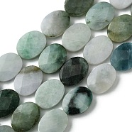 Natural Myanmar Jadeite Beads Strands, Faceted, Flat Oval, 20x15~15.5x5.5~6mm, Hole: 1mm, about 20pcs/strand, 16.06''(40.8cm)(G-A092-E01-04)