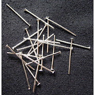 Iron Flat Head Pins, Silver Color Plated, Cadmium Free & Lead Free, 18x0.75~0.8mm, 20 Gauge, about 1035pcs/100g, Head: 2mm(X-HPS1.8cm)