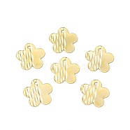Brass Charms, Cadmium Free & Lead Free, Flower Charm, Real 24K Gold Plated, 12x12.5x0.5mm, Hole: 1.2mm(KK-O143-04G)