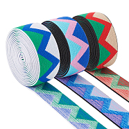 6 Yards 3 Colors Nylon Jacquard Elastic Bands, Flat with Wave Pattern, Mixed Color, 1 inch(25mm), 2 yards/color(OCOR-BC0005-68)