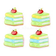 Opaque Resin Cabochons, Book with Apple, Colorful, 26x28x6mm(CRES-B002-21)