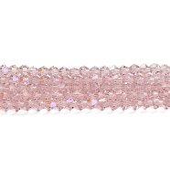 Transparent Electroplate Glass Beads Strands, AB Color Plated, Faceted, Bicone, Pink, 2mm, about 162~185pcs/strand, 12.76~14.61 inch(32.4~37.1cm)(GLAA-F029-2mm-D26)
