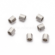304 Stainless Steel Spacer Beads, Hexagon, Stainless Steel Color, 2.1x2.1x2mm, Hole: 1.4mm(STAS-D170-04C-P)