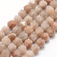 Natural Sunstone Beads Strands, Star Cut Round Beads, Faceted, 8~8.5mm, Hole: 1mm, about 48~50pcs/strand, 14.9~15.1 inch(38~38.5cm)(G-F523-10-8mm)