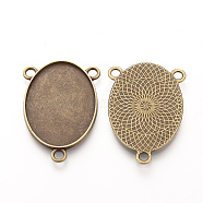 Tibetan Style Alloy Cabochon Connector Settings, Cadmium Free & Nickel Free & Lead Free, Oval, Antique Bronze, Tray: 30x40mm, 47x32x2mm, Hole: 3mm, about 180pcs/1000g(TIBE-Q079-30x40-AB-FF)