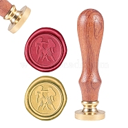 DIY Scrapbook, Brass Wax Seal Stamp and Wood Handle Sets, Woman, Golden, 8.9x2.5cm, Stamps: 25x14.5mm(AJEW-WH0100-110)