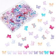 120Pcs 10 Colors Transparent Glass Beads, Butterfly, Mixed Color, 10x14x5.5mm, Hole: 1mm, 12pcs/color(GLAA-DC0001-06)