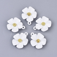 Spray Painted Alloy Pendants, Flower, White, 23.5x19.5x6mm, Hole: 1.8mm(PALLOY-N0147-03E)