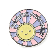 Smile Sun Alloy Enamel Pin Broochs, Cadmium Free & Lead Free, Yellow, 26x1.5mm(AJEW-Z023-07B)