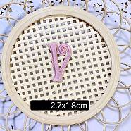 (Clearance Sale)Computerized Embroidery Cloth Self Adhesive Patches, Stick on Patch, Costume Accessories, Letter, Pink, V:27x18mm(FIND-TAC0002-01V)