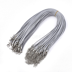 Waxed Cord Necklace Making, with Zinc Alloy Lobster Clasps, Platinum, Light Grey, 17.8 inch~18 inch(45.5~46cm), 2mm(NCOR-T001-81)