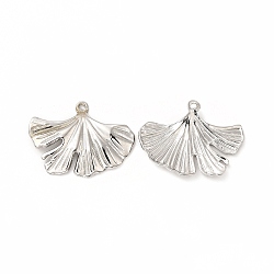 Non-Tarnish 304 Stainless Steel Pendants, Ginkgo Leaf Charm, Stainless Steel Color, 22.5x30x2mm, Hole: 1.4mm(X-STAS-F290-10P)