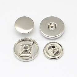 Brass Snap Button Findings, Including Sockets, Caps, Platinum, 15~19mm, Hole: 3~6mm(X-SNAP-Q005-04)