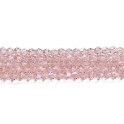 Transparent Electroplate Glass Beads Strands, AB Color Plated, Faceted, Bicone, Pink, 2mm, about 162~185pcs/strand, 12.76~14.61 inch(32.4~37.1cm)(GLAA-F029-2mm-D26)