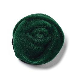 Velvet Cloth Fabric Cabochons, Rose Flower, Dark Green, 23~24x16mm(FIND-K014-01C)
