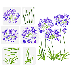 6Pcs 6 Styles Agapanthus Theme PET Hollow Out Drawing Painting Stencils, for DIY Scrapbook, Photo Album, Leaf, Flower Pattern, 297~300x210~300mm(DIY-WH0394-0027)