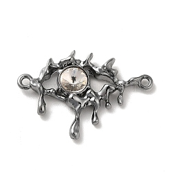 Alloy Connector Charms, Melting Eye Links with Glass, Lead Free & Cadmium Free, Gunmetal, Clear, 21x30.5x4mm, Hole: 1.6mm(PALLOY-K001-095B-03)
