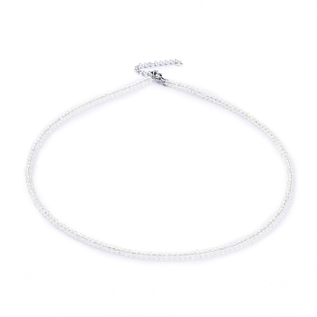 Electroplate Glass Beaded Necklaces, with Stainless Steel Lobster Claw Clasps and Curb Chains, Beige, 14.96 inch(38cm)